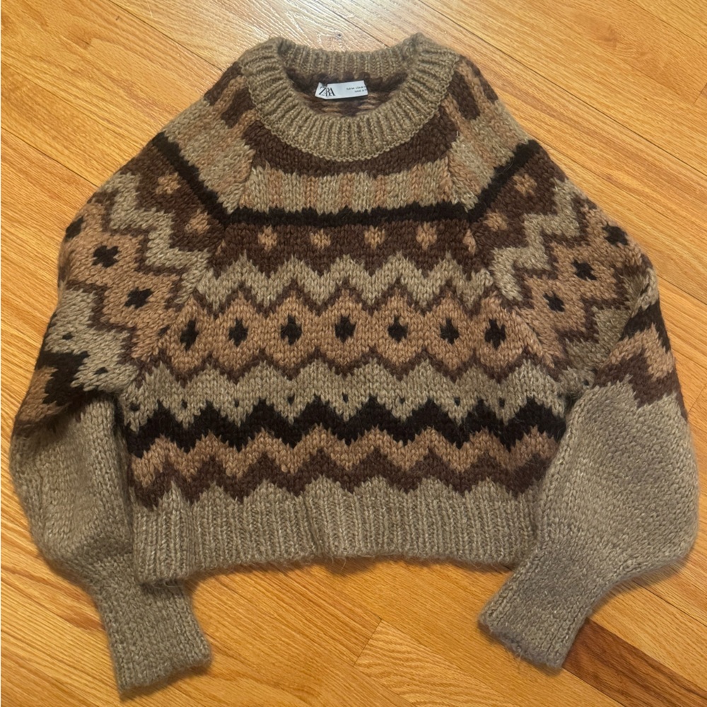 Zara Brown and Black Patterned Sweater